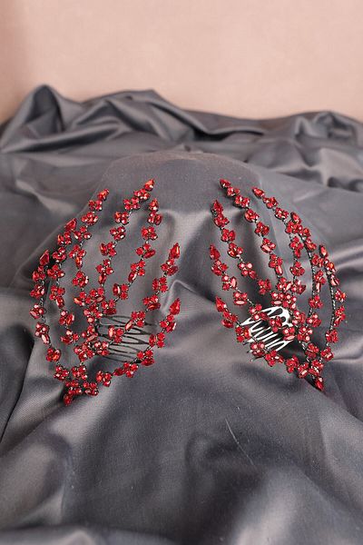 Hobigram Accesoriu de păr Henna de mireasă cu piatră dublă cu cataramă pentru cele mai frumoase mirese – coroană, piatră de cristal, model elegant