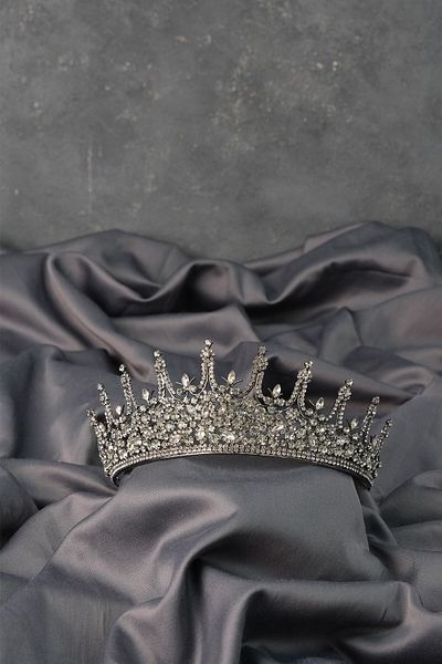 Hobigram Coroana de mireasa Leonis gri antracit pentru cele mai frumoase mirese – Coroana, Cz Crystal, Model elegant, Coroana de mireasa – Coroana
