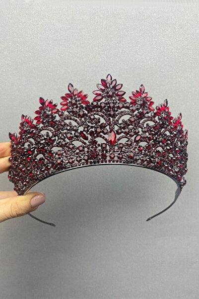 Hobigram تاج الحناء لحفلات الزفاف أنجلينا باللون العنابي لأجمل العرائس