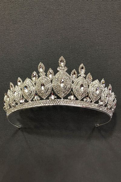 Hobigram Dilruba Silver Color Bridal și Henna Crown pentru cele mai frumoase mirese – Coroană, Crystal Stone, Model elegant – Coroană – T