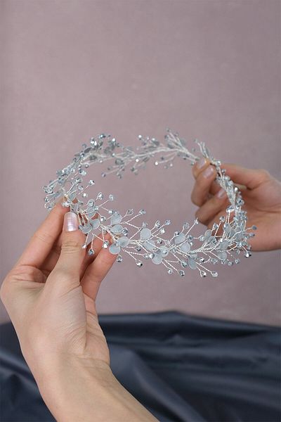 Hobigram Ramură de primăvară emailată Accesoriu de păr de mireasă cu margele pentru cele mai frumoase mirese – Coroană, cu pietre de cristal, model elegant –