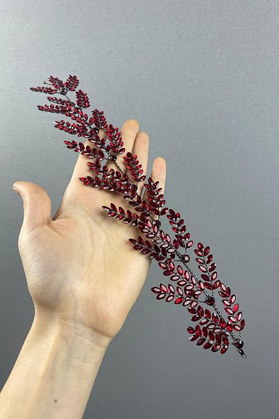 Hobigram Accesoriu de păr de mireasă Dilana Leaf Branch Band pentru cele mai frumoase mirese – Coroană, piatră de cristal, model elegant – T