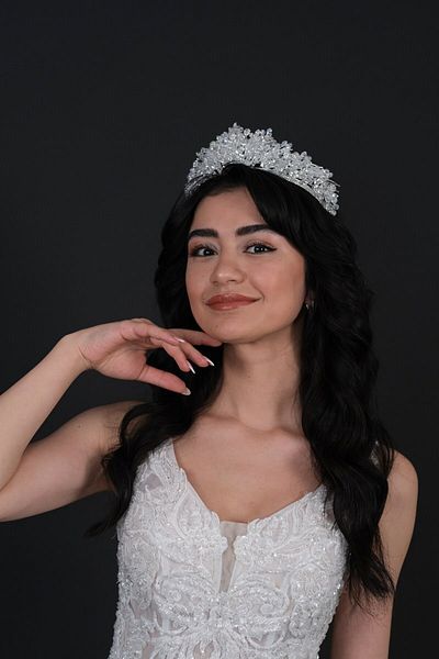 Hobigram Coroana de mireasa Ahbahar de culoare argintie pentru cele mai frumoase mirese – Coroana, cu piatra de cristal, model elegant, coroana de mireasa – coroana