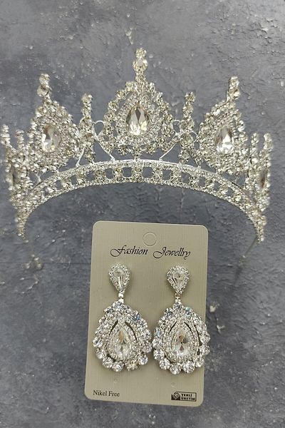 Hobigram Model Ahu Tiara de mireasa si cercei din piatra de naveta pentru cele mai frumoase mirese – Coroana, piatra de cristal, model elegant – Coroana – T