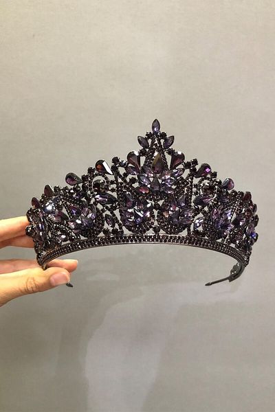 Hobigram Model Keid Coroana și cercei de mireasă mov Henna pentru cele mai frumoase mirese – Coroană, piatră de cristal, model elegant – Coroană –