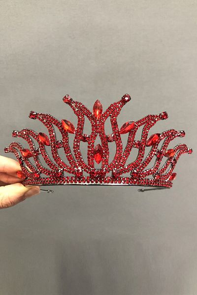 Hobigram Coroana de mireasa rosie si henna pentru cele mai frumoase mirese – Coroana, cu piatra de cristal, model elegant, coroana de mireasa – Coroana – T
