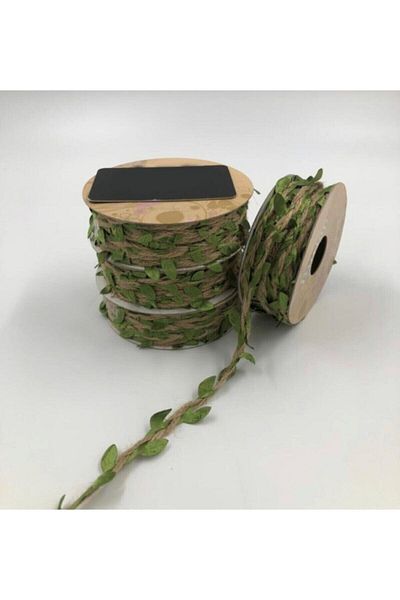 Hobigram Decorative Ribbon Leafy Jute Rope 10 Meters – Decorative Ribbon, Stylish Design, Women's Accessory – Dekorati