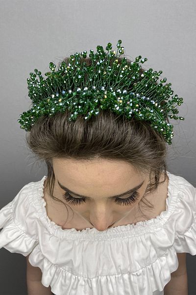 Hobigram Dark Green Sirius Crystal Stone Henna and Bridal Tiara for the Most Beautiful Brides – Crown, Crystal Stone – Crown –