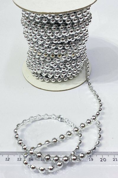Hobigram Beads Assortment Silver Plastic Strip Half Pearl 6 mm 10 Mt – Beads, Stylish Design, Women's Accessory –