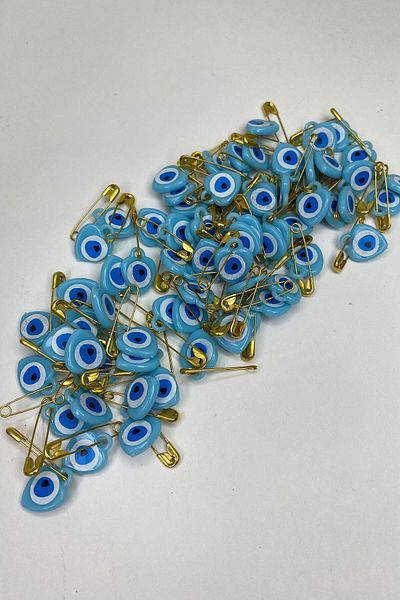 Hobigram Beads Assortment Light Blue Needlework Evil Eye Beads 25 Pieces – Beads, Stylish Design, Women's Accessory – Bo