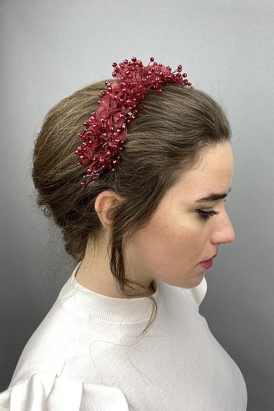 Hobigram Burgundy Agena Crystal Stone Henna și coroană de mireasă pentru cele mai frumoase mirese – Coroană, Crystal Stone, Model elegant – T