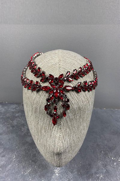 Hobigram Model Sultan Fascinator Accesoriu de păr Henna pentru cea mai frumoasă mireasă – Coroană, Piatră de cristal, Model elegant –