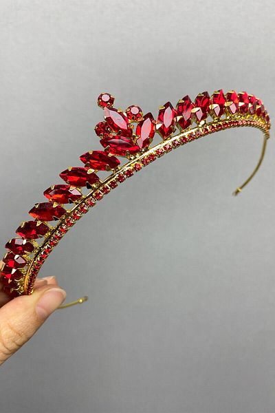 Hobigram Coroana de mireasa Ece Model Subtire Henna din aur rosu pentru cele mai frumoase mirese - Coroana, cu piatra de cristal, model elegant - Ta