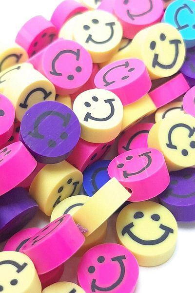 Hobigram Χάντρες Ποικιλία Στρογγυλό Smiley Face Fimo Χάντρες ζύμης – Χάντρες, Κομψό Σχέδιο, Γυναικείο Αξεσουάρ – Bonc