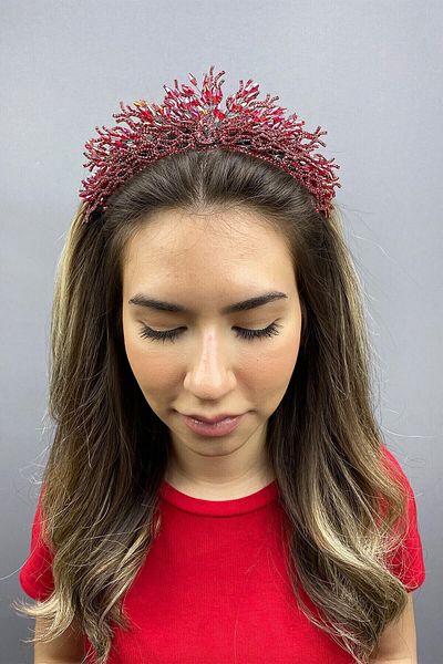 Hobigram Zehra Model Bridal Henna Crown pentru cele mai frumoase mirese – Coroană, Crystal Stone, Model elegant, Coroană de mireasă – Coroană –