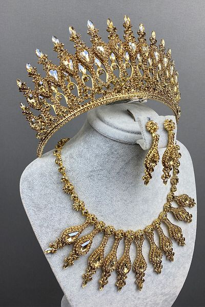 Hobigram Honey Color Henna Bridal Henna Crown Necklace Earring Set for the Most Beautiful Brides – Crown – Crown