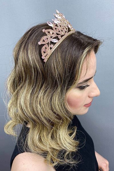 Hobigram Coroana de mireasa si henna pentru cei mai frumoși mireși – Coroană, cu pietre de cristal, model elegant, coroană de mireasă, accesoriu de păr –