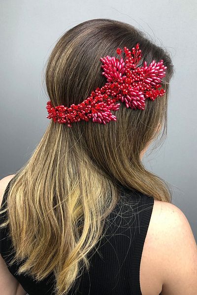Hobigram Coroana de mireasa Henna cu cristal si perle Red Helen pentru cele mai frumoase mirese - Coroana, cu piatra de cristal, model elegant