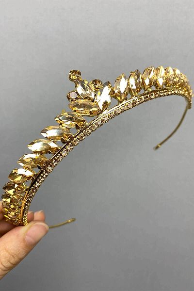 Hobigram Ece Model Thin Bridal Henna Crown – Crown, Crystal Stone, Stylish Model, Bridal Crown, Hair Accessory – Crown – t