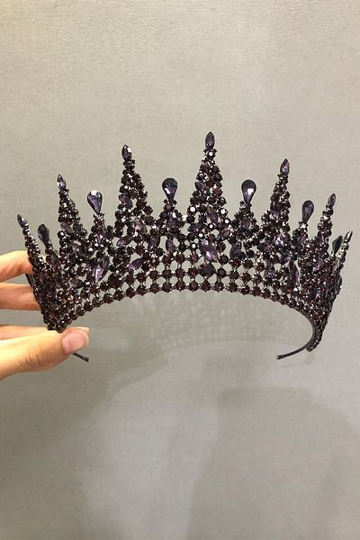 Hobigram Model Gatria Coroana și cercei de mireasă mov Henna pentru cele mai frumoase mirese – Coroană, cu piatră de cristal, model elegant – Coroană