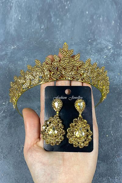 Hobigram Mica de miere pentru cele mai frumoase mirese Sara Sık Stone Bridal Henna Crown și cercei cu piatră picătură – Crown – Crown