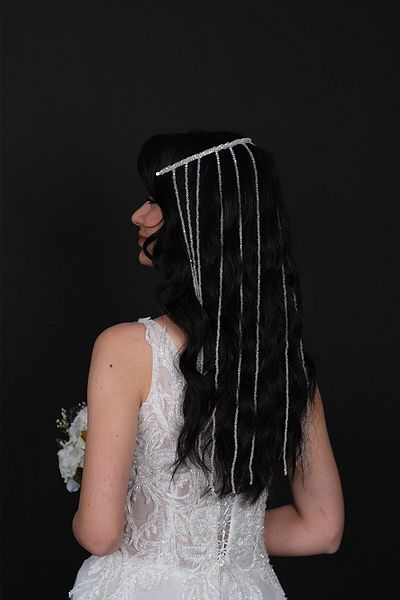 Hobigram Accesoriu de păr de mireasă cu mărgele de cristal în linie pentru cele mai frumoase mirese – Coroană, cu pietre de cristal, model elegant – Ta