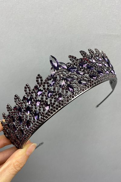 Hobigram Set de coroană și cercei Mia Bridal Henna pentru cele mai frumoase mirese – Coroană, piatră de cristal, model elegant, coroană de mireasă – T