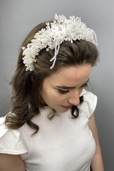 Hobigram Henna și coroană de mireasă cu piatră de cristal Zosma albă pentru cele mai frumoase mirese – Coroană, piatră de cristal, model elegant – T