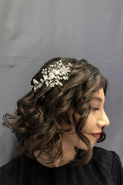 Hobigram Accesoriu de păr Helen alb cu cristal și perle pentru cele mai frumoase mirese – Coroană, piatră de cristal, model elegant – Ta