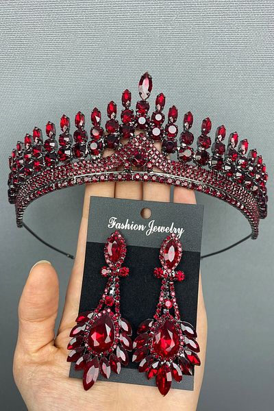 Hobigram Coroană și cercei Anteras Bridal Henna pentru cele mai frumoase mirese – Coroană, piatră de cristal, model elegant, coroană de mireasă –