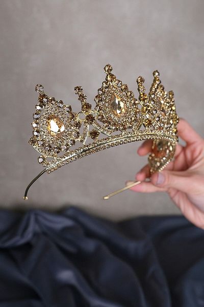 Hobigram Cei mai frumoși mireși Ahu Drop Crystal Stone Bridal Henna Crown – Coroană, Crystal Stone, Model elegant – Coroană –