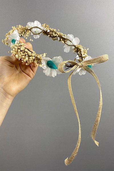Hobigram Water Green Spring Branch and Chips Outer Shooting Bridal Tiara for the Most Beautiful Brides – Crown, Crystal Stone – Crown