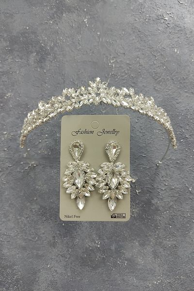 Hobigram Model de vis pentru cele mai frumoase mirese, model de coroană de mireasă și cercei cu pietre prețioase – coroană, piatră de cristal, model elegant