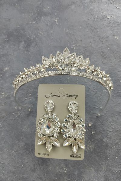 Hobigram Model Leyn Tiara de mireasa si cercei cu piatra picata pentru cele mai frumoase mirese - Coroana, piatra de cristal, model elegant
