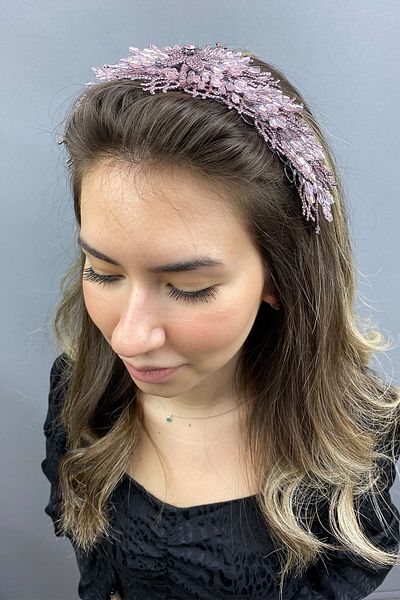 Hobigram Coroana de mireasa roz Alya Henna pentru cele mai frumoase mirese – Coroana, cu pietre de cristal, model elegant, coroana de mireasa – Coroana – T