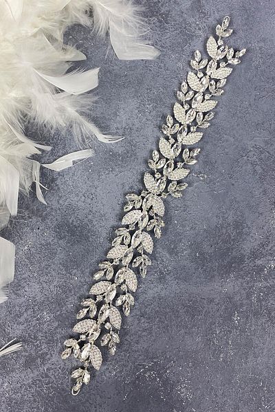 Hobigram Accesoriu de păr de mireasă din piatră de sticlă cu model de frunze pentru cele mai frumoase mirese – coroană, piatră de cristal, model elegant – T
