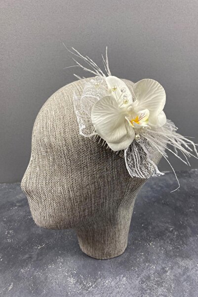 Hobigram The Most Beautiful Brides Orchid Beaded and Feathered Scalloped Outer Shooting Bridal Hairpin – Crown, Crystal Stone