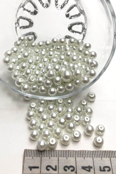 Hobigram Beads Assortment White Glass Pearl Beads 6 mm – Beads, Stylish Design, Women's Accessory – Beads – Beads