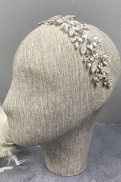 Hobigram Accesoriu de păr de mireasă din piatră de sticlă cu model de frunze pentru cele mai frumoase mirese – coroană, piatră de cristal, model elegant – T