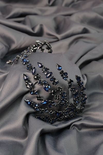Hobigram Coroana de mireasa Helen Henna cu doua fețe albastru pentru cele mai frumoase mirese – Coroană, cu pietre de cristal, model elegant – Ta