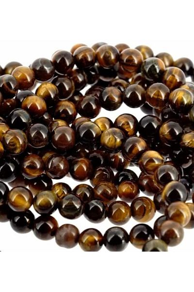 Hobigram Συλλογή χάντρες Φυσική Πέτρα Tiger Eye - 8 Mm 1 Σειρά – Χάντρες, Κομψό Σχέδιο, Γυναικείο Αξεσουάρ – Χάντρες