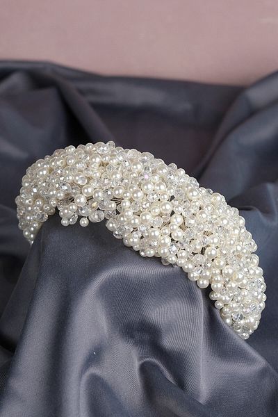 Hobigram Accesoriu de păr de mireasă cu mărgele Leal pentru cele mai frumoase mirese – Coroană, cu pietre de cristal, model elegant – Coroană