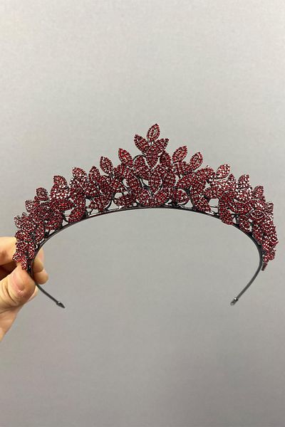 Hobigram Sara Sık Stone Leaf Pattern Bridal Henna Crown pentru cele mai frumoase mirese – Coroană, Crystal Stone, Model elegant –
