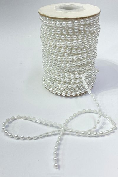 Hobigram Beads Assortment White Plastic Strip Half Pearl 4 mm 10 Mt – Beads, Stylish Design, Women's Accessory –