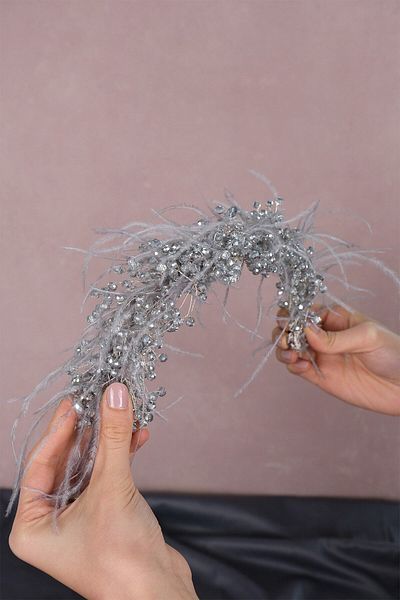 Hobigram Capella Feathered Crystal Accesoriu pentru păr și turban de mireasă pentru cele mai frumoase mirese – Coroană, Crystal Stone – Crown