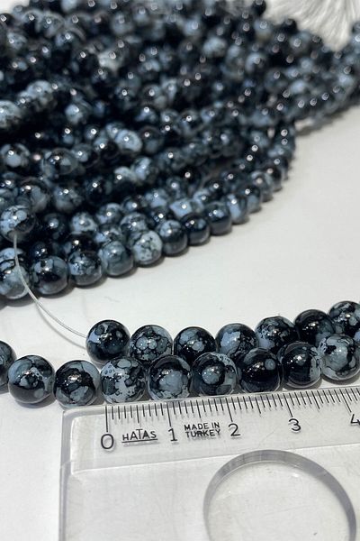 Hobigram Χάντρες Ποικιλία Anthracite Grey Patterned Sequence Glass Beads 8 mm – Χάντρες, Κομψό Σχέδιο, Γυναικείο Αξεσουάρ –