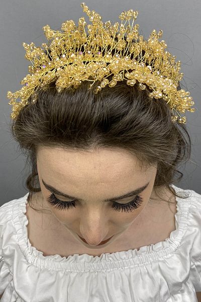 Hobigram Henna și coroană de mireasă cu piatră de cristal Sirius galben auriu pentru cele mai frumoase mirese – Coroană, piatră de cristal – Coroană