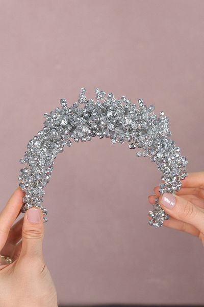 Hobigram Accesoriu pentru păr Coroana de mireasă cu mărgele de cristal Pollux pentru cele mai frumoase mirese – Coroană, cu pietre de cristal, model elegant