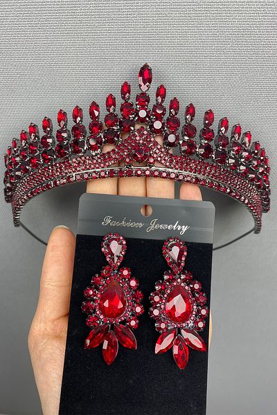 Hobigram Anteras Bridal Henna Tiara și cercei pentru cele mai frumoase mirese – Coroană, piatră de cristal, model elegant, tiara de mireasă – T