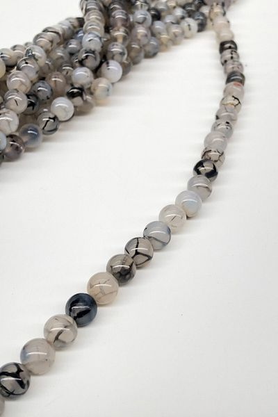 Hobigram Beads Assortment White Patterned Agate Natural Stone Beads 8 mm – Beads, Stylish Design, Women's Accessory –